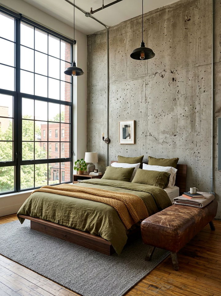 Olive Green Bedding - 30 industrial green bedroom ideas
