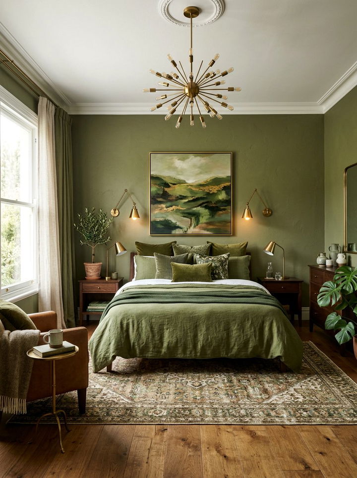 Olive Green Bedroom - 30 monochromatic bedroom ideas