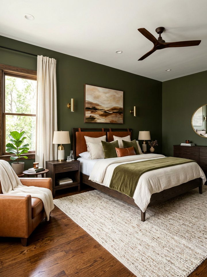 Olive Green Bedroom - 30 muted tone bedroom ideas