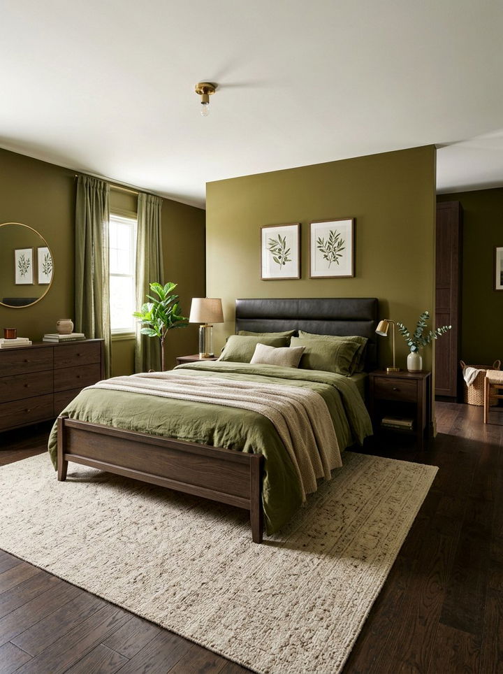 Olive Green Bedroom - 30 winter inspired bedroom color ideas