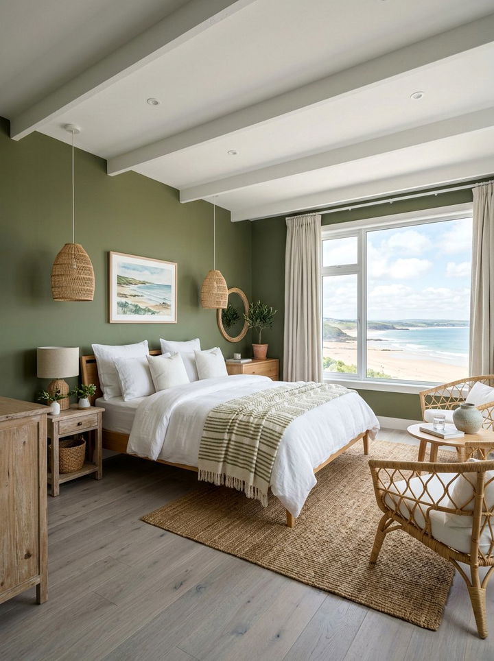 Olive Green Coastal Bedroom - 30 coastal green bedroom ideas