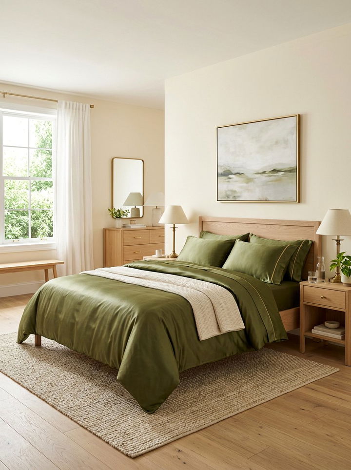 Olive Green Satin Bedding - 30 bedroom satin bedding ideas