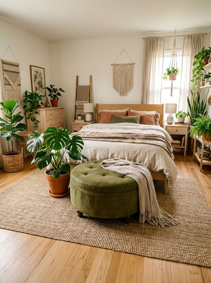 Olive Green Suede Ottoman - 30 suede bedroom ideas