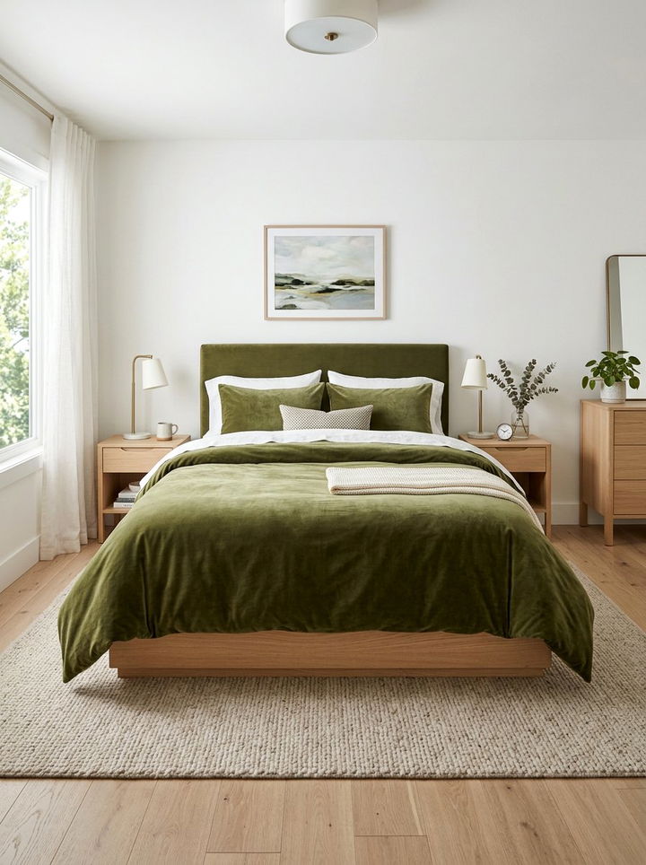 Olive Green Velvet Bedding - 30 olive green bedroom ideas