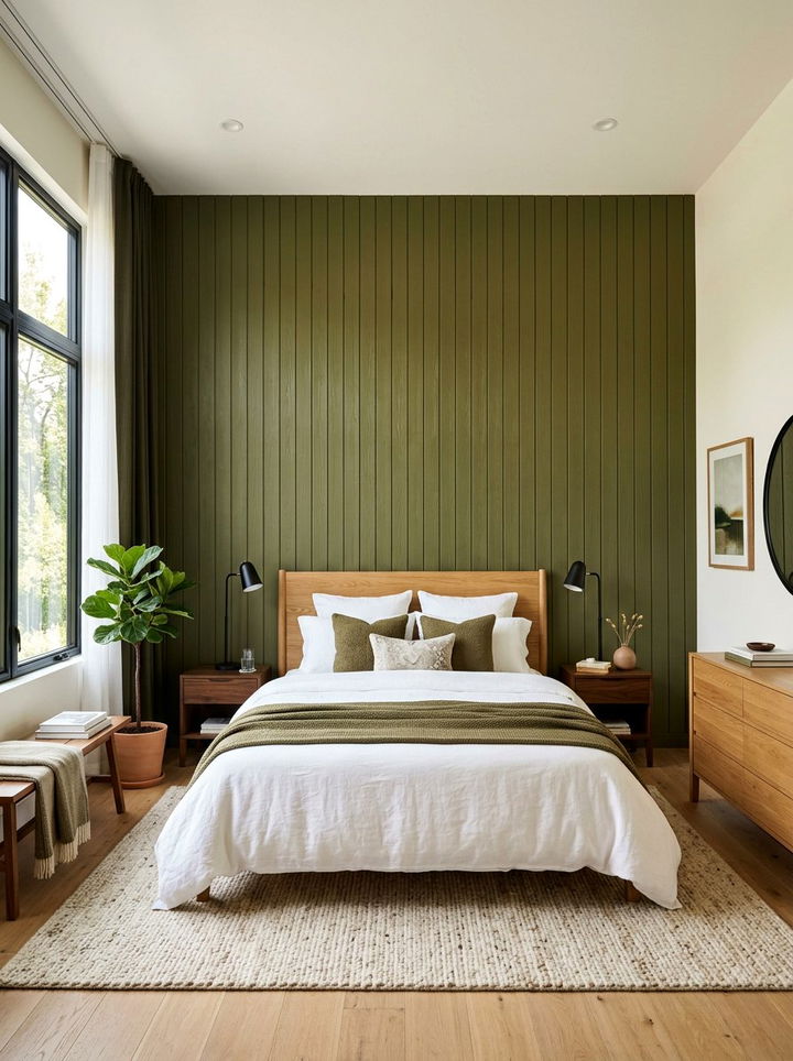 Olive Green Wood Paneling - 30 olive green bedroom ideas