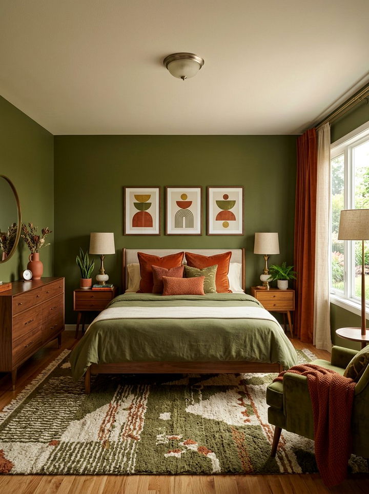 Olive Green and Rust Bedroom - 30 bedroom color schemes
