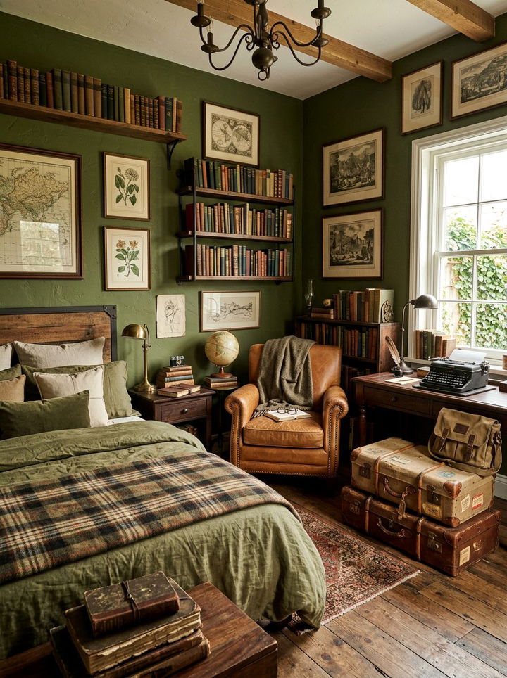 Olive Green - 30 dark academia bedroom color ideas