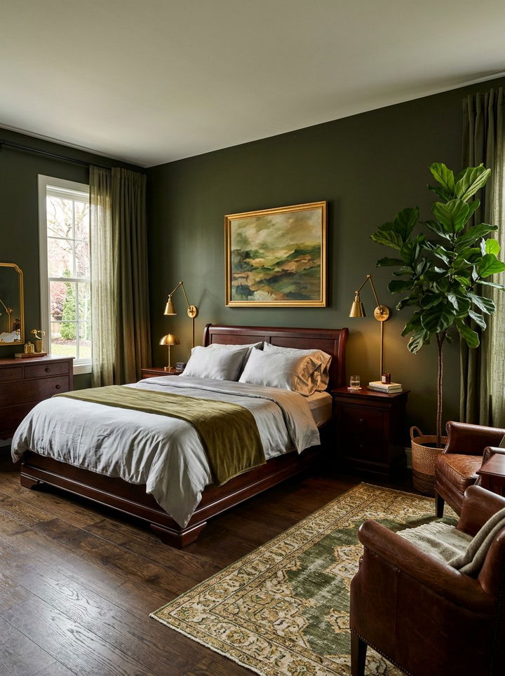 Olive green bedroom - 30 earthy bedroom color ideas