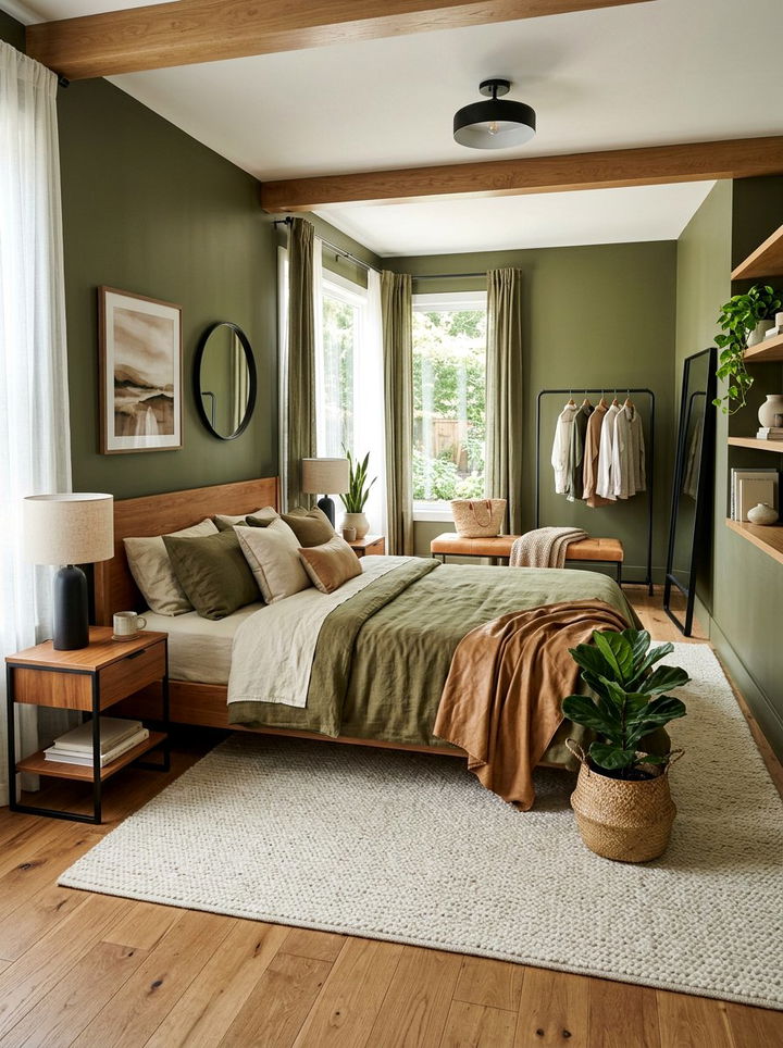 Olive green bedroom - 30 luxurious bedroom color ideas
