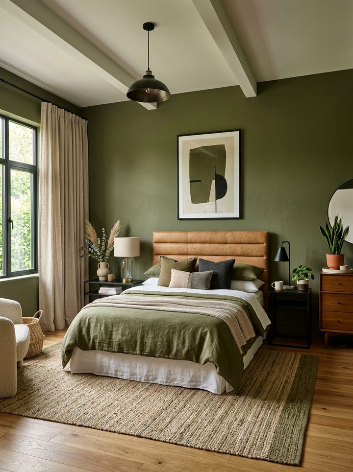 Olive green bedroom - 30 modern bedroom color ideas