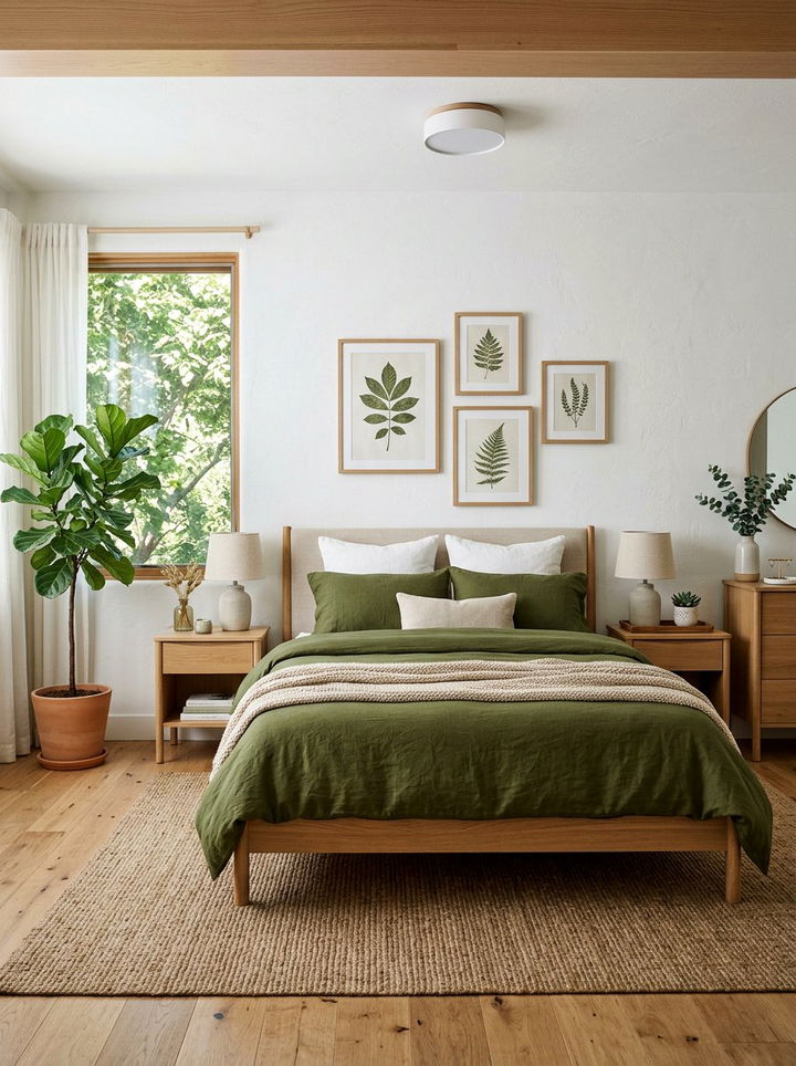 Olive green bedroom - 30 summer inspired bedroom color ideas