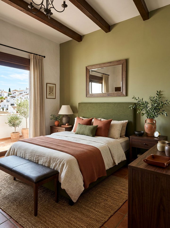 Olive green bedroom decor - 30 botanical green bedroom ideas
