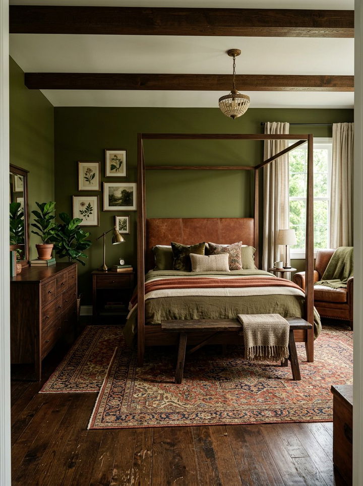 Olive green bedroom look - 30 nature inspired bedroom color ideas