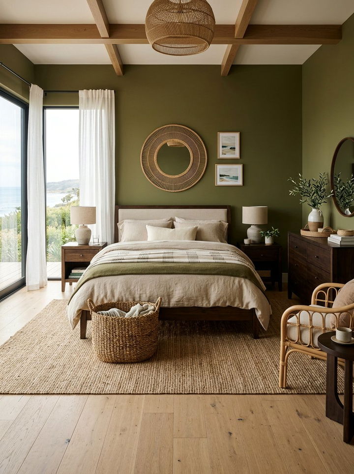Olive green coastal bedroom - 30 coastal bedroom color ideas