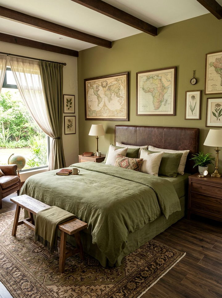 Olive green linen - 30 linen bedroom ideas