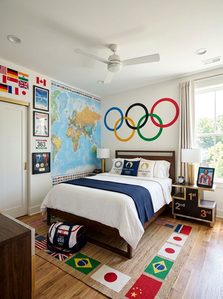 Olympic bedroom - 30 sports themed bedroom ideas