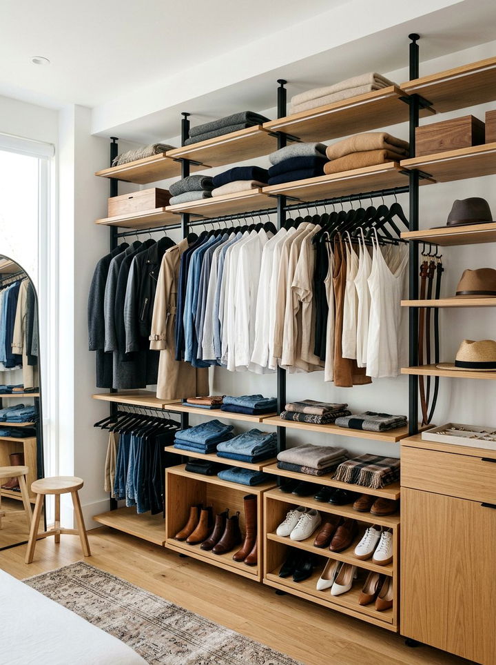 Open Closet System - 30 bedroom small space solutions