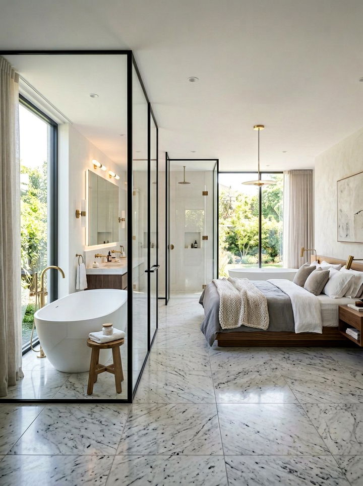 Open Concept Bathroom - 30 boutique hotel bedroom ideas