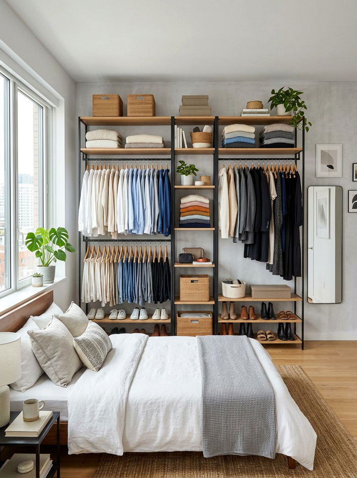 Open Concept Closet - 30 compact bedroom ideas