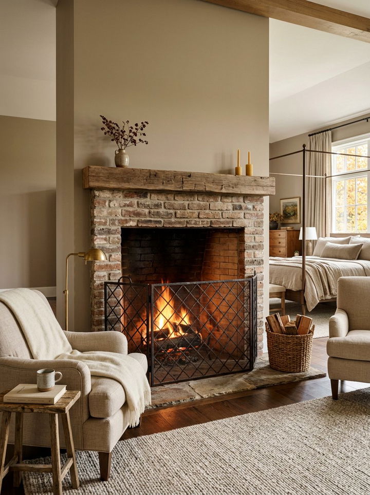 Open Hearth Bedroom Fireplace - 30 bedroom wood burning fireplace ideas