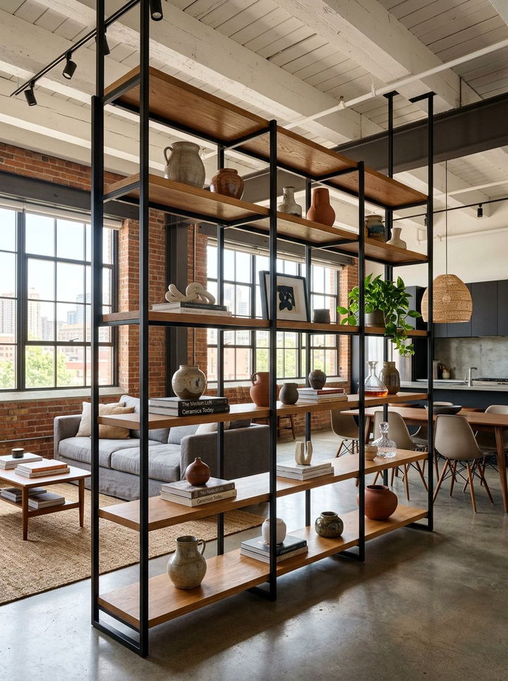 Open Shelving Unit - 30 bedroom partition ideas