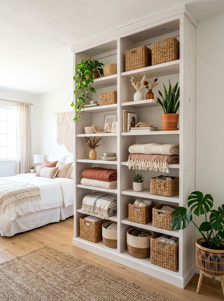 Open Shelving Unit - 30 bedroom built-in storage ideas