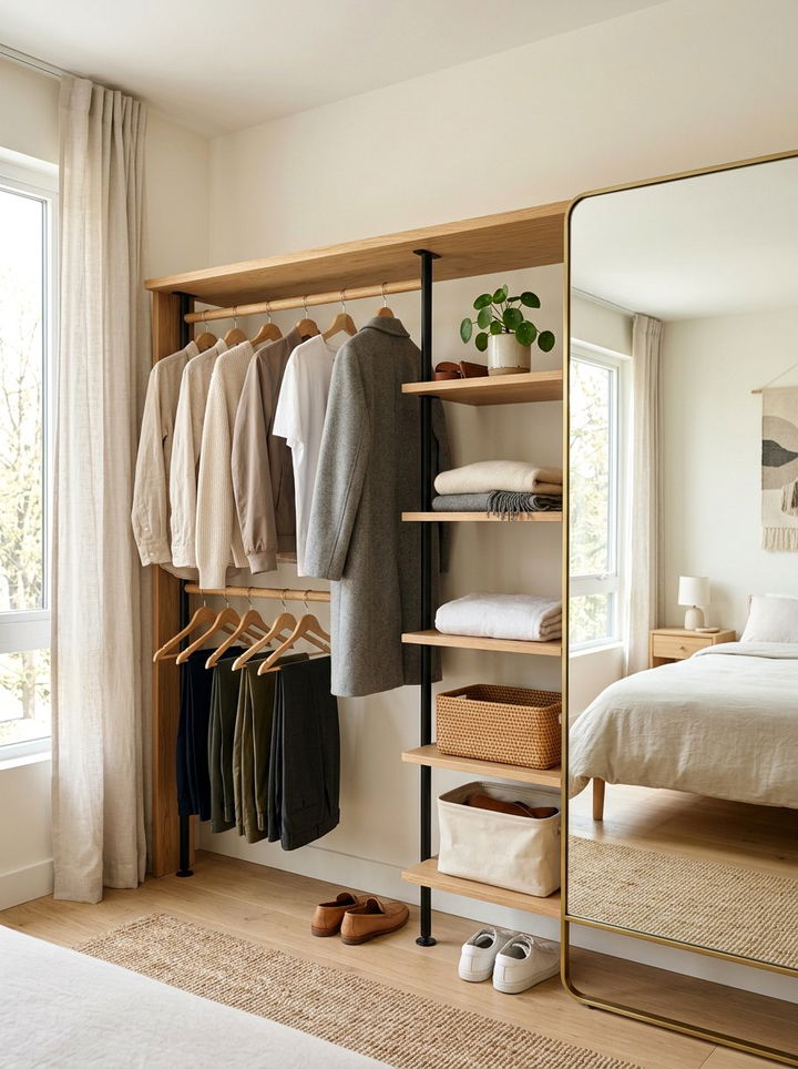 Open Wardrobe System - 30 scandinavian bedroom ideas