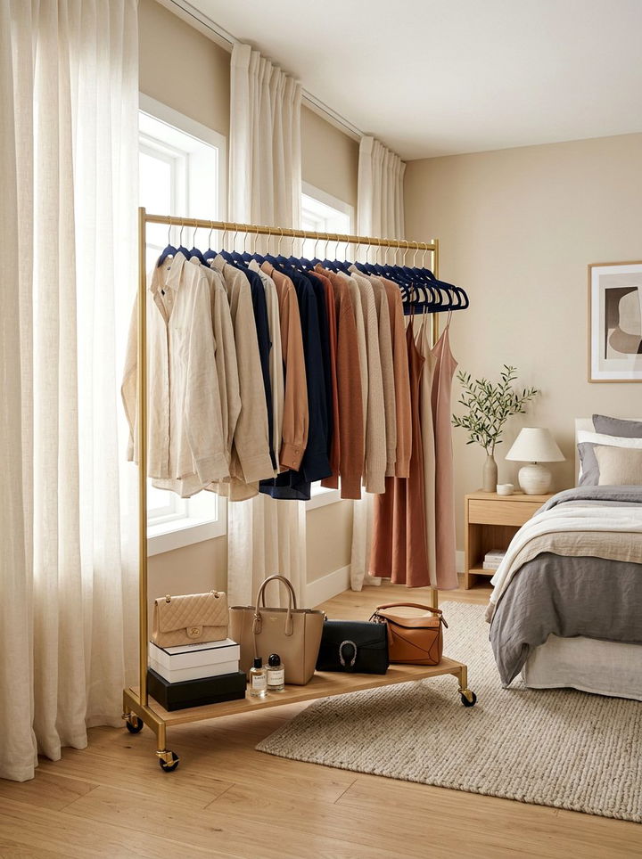 Open wardrobe velvet hanger display - 30 bedroom velvet hangers