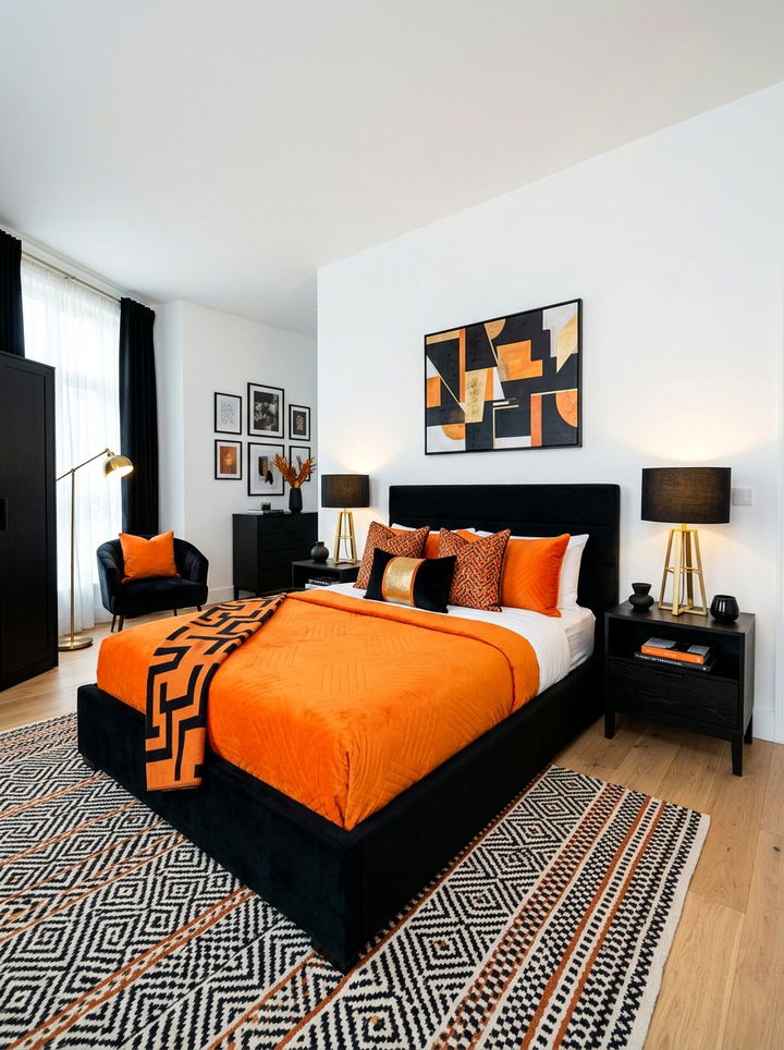Orange And Black Bedroom - 30 bright orange bedroom ideas
