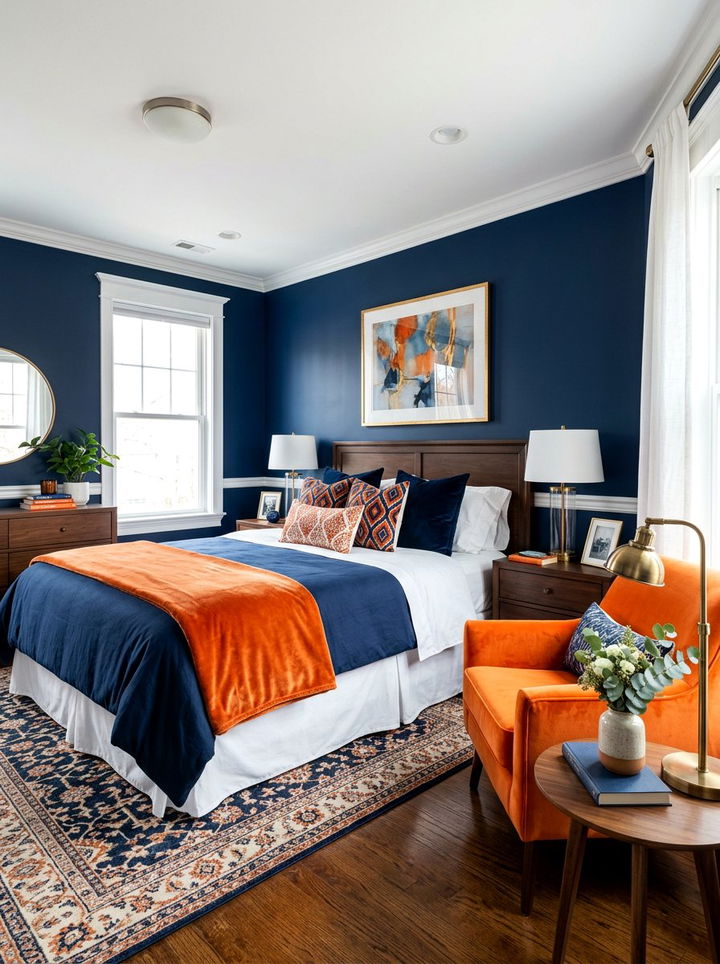 Orange And Blue Bedroom - 30 bright orange bedroom ideas