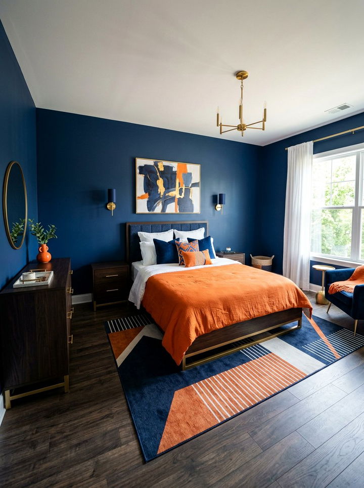 Orange And Navy Blue Bedroom - 30 orange bedroom ideas