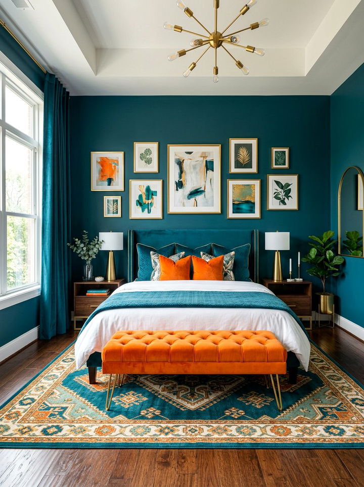 Orange And Teal Bedroom - 30 bright orange bedroom ideas