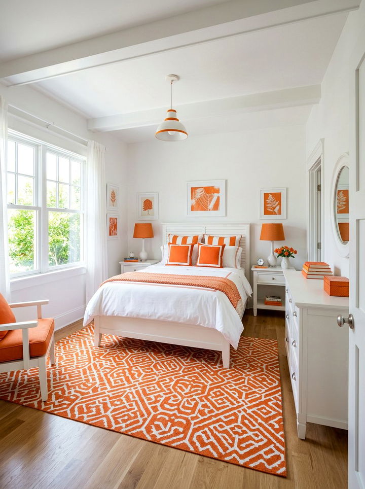 Orange And White Bedroom - 30 bright orange bedroom ideas