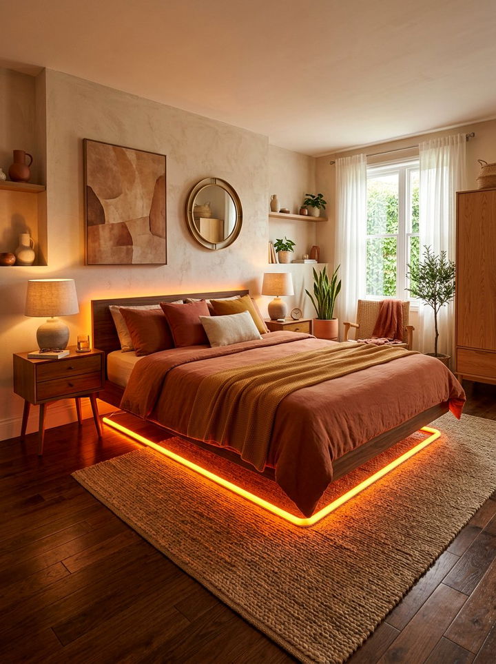 Orange Neon Bed Frame - 30 neon color bedroom ideas