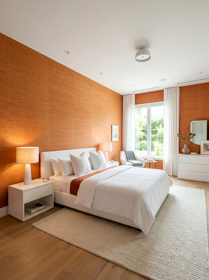 Orange Textured Wallpaper Bedroom - 30 orange bedroom decor ideas