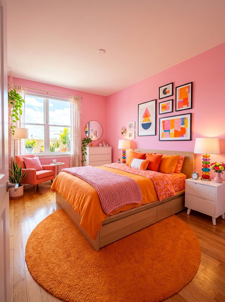 Orange and pink bedroom - 30 bubblegum pink bedroom ideas