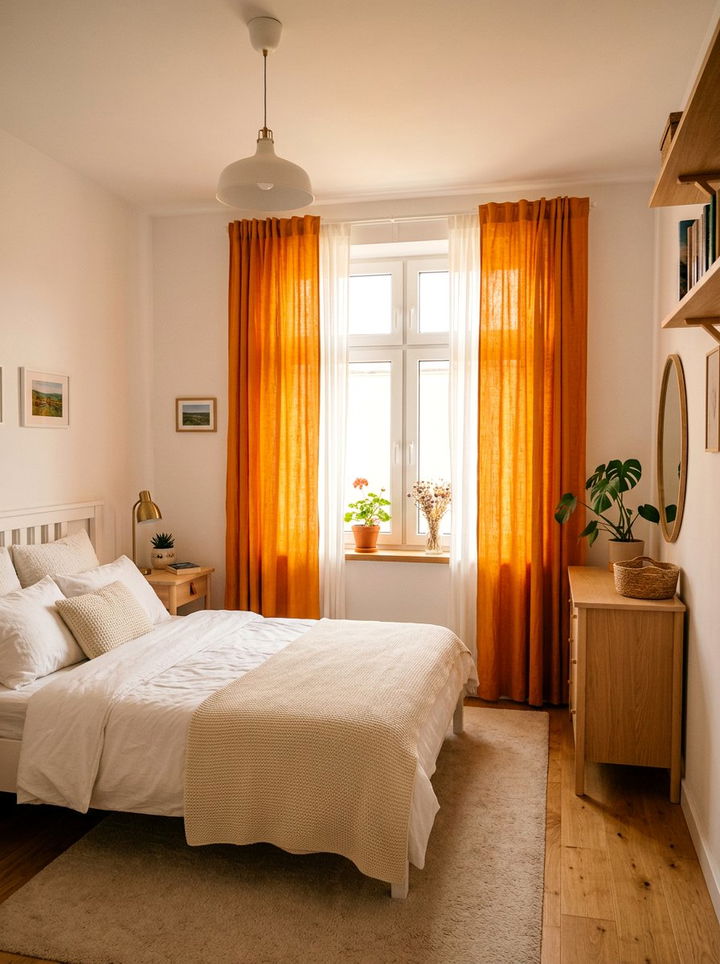 Orange and white curtains for bedroom - 30 orange and white bedroom ideas
