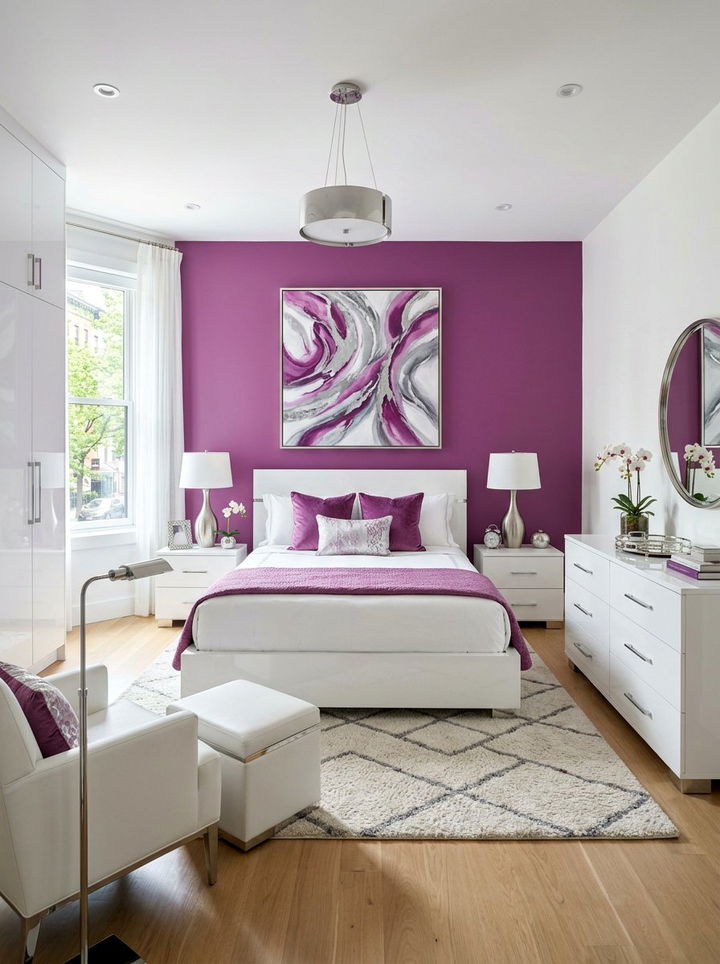 Orchid And White Modern Bedroom - 30 purple and white bedroom ideas