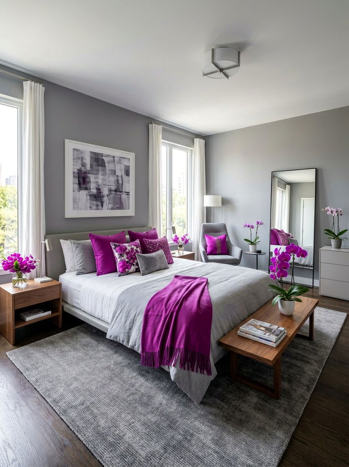 Orchid and ash gray bedroom - 30 purple and gray bedroom ideas