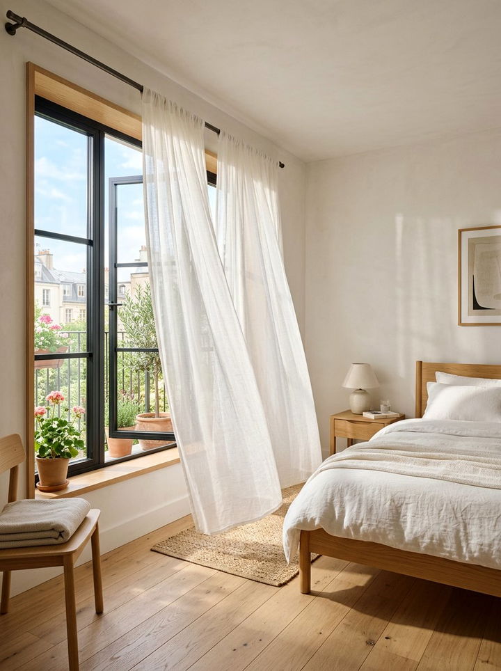 Organic cotton curtains - 30 zen bedroom ideas