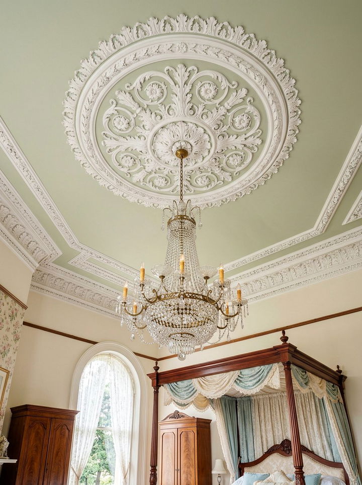 Ornate Ceiling Rose - 30 Edwardian bedroom ideas