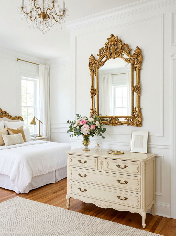 Ornate Gold Wall Mirror - 30 bedroom focal point ideas