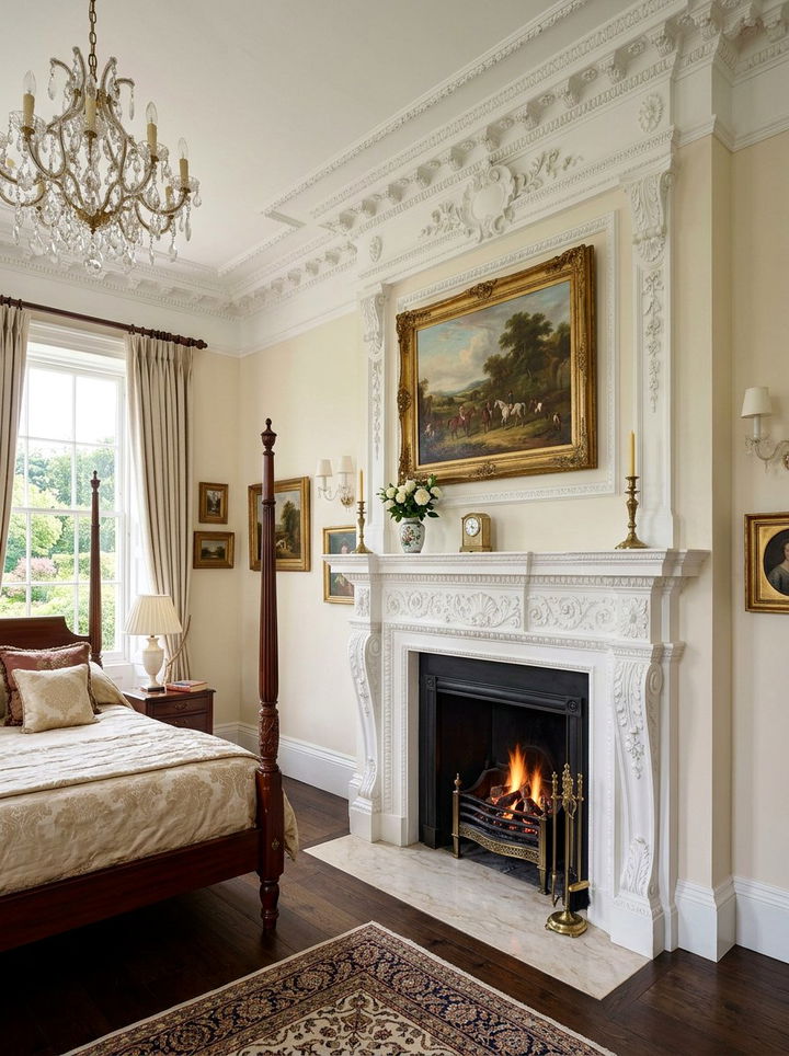 Ornate Plaster Bedroom Mantel - 30 bedroom fireplace mantels