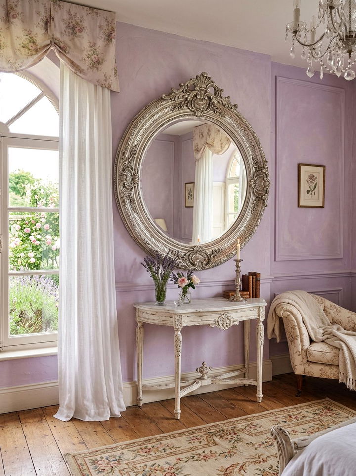 Ornate Silver Round Mirror - 30 bedroom round mirrors
