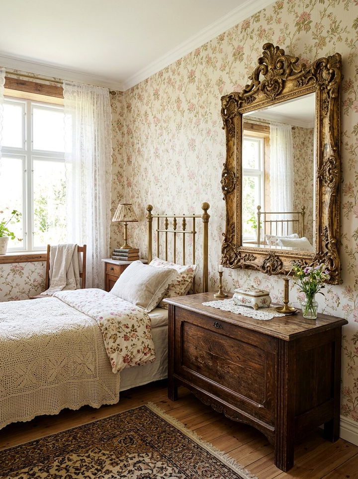 Ornate Vintage Mirror - 30 bedroom wall mirrors