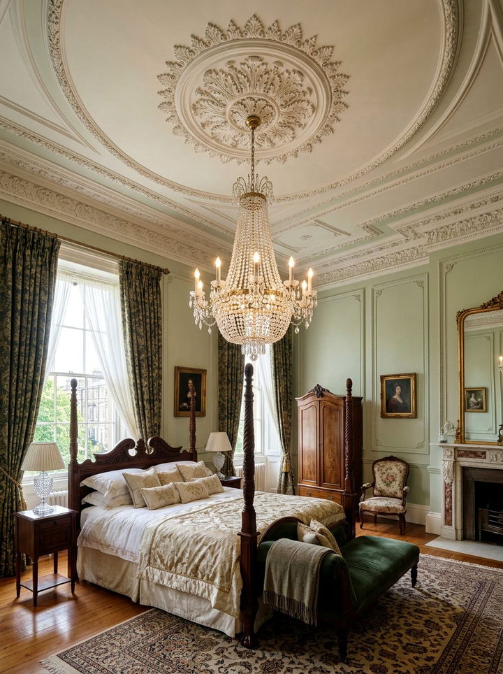 Ornate ceiling rose bedroom - 30 period home bedroom ideas