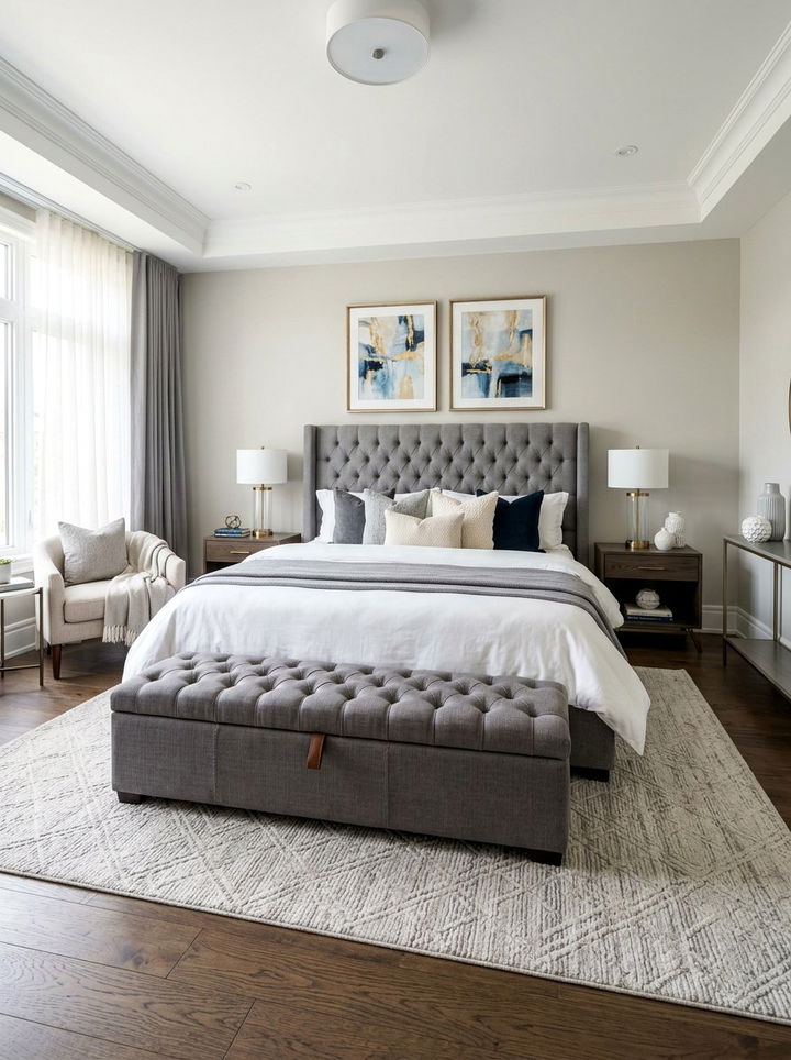 Ottoman Storage Bench - 30 bedroom concealed storage ideas