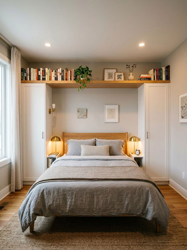 Over The Bed Bridge Shelf - 30 bedroom storage solutions