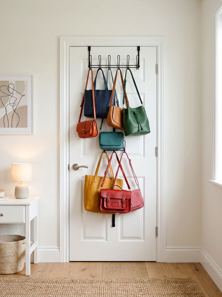 Over The Door Bag Organizer - 30 bedroom bag storage ideas