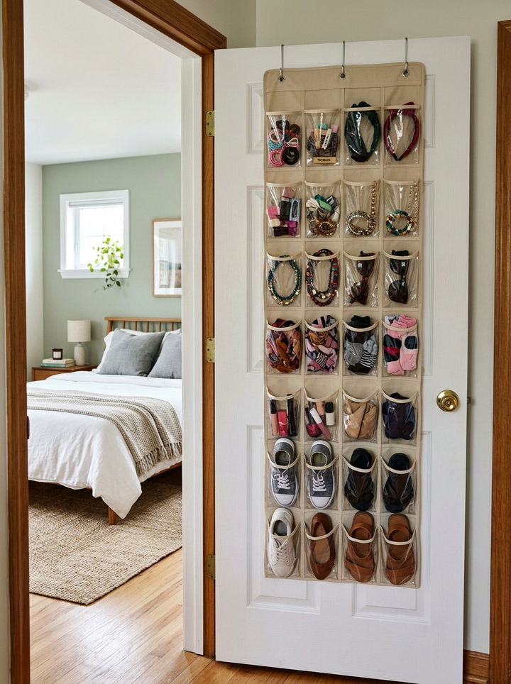Over The Door Organizer - 30 bedroom space saving ideas